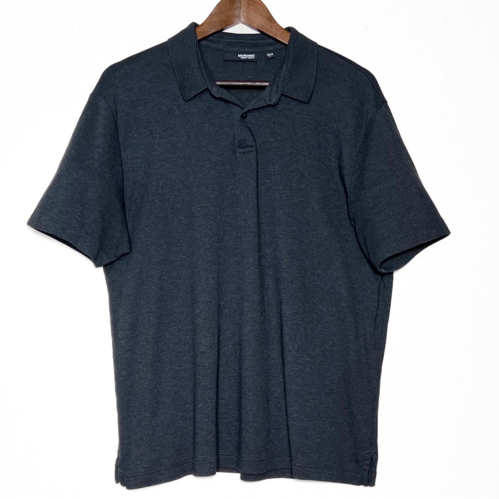 Murano Mens Charcoal Gray Short Sleeve Pullover Knit Polo Shirt